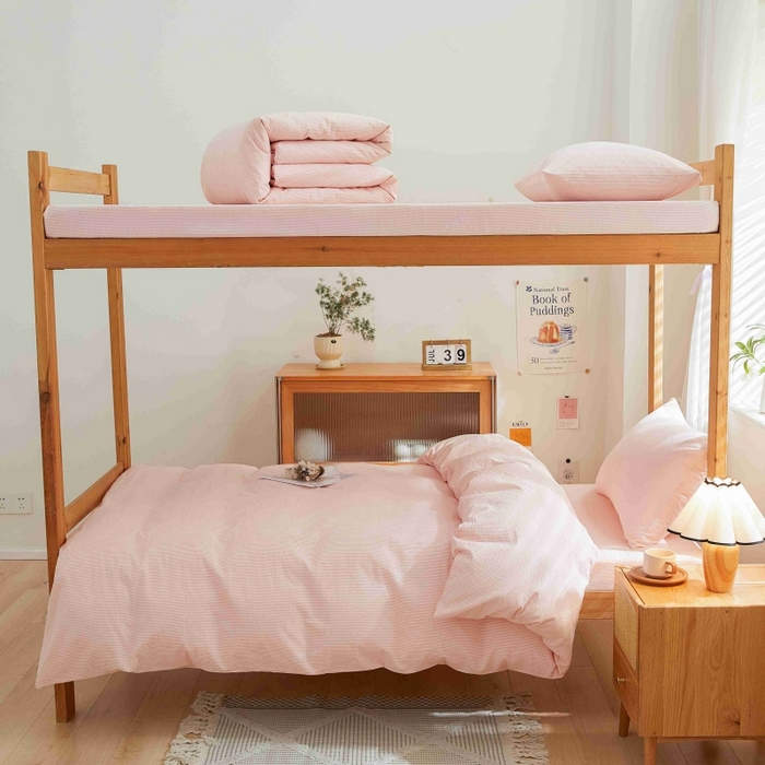 91家纺网 家纺一手货源 找家纺 棉小二 2024新款全棉水洗棉学生宿舍三四件套 米条-粉