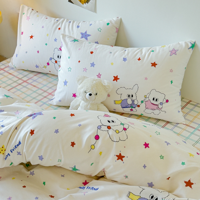 91家纺网 家纺一手货源 找家纺 感遇家纺 2024新款全棉印花四件套 五彩星