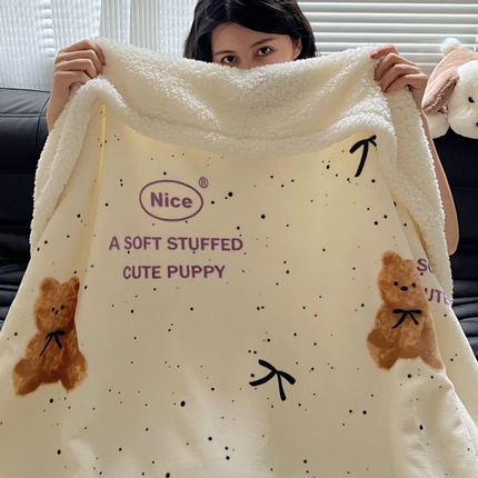 萝莉家纺 2024秋冬新款多功能加厚牛奶绒羊羔绒多功能毛毯 毛绒熊