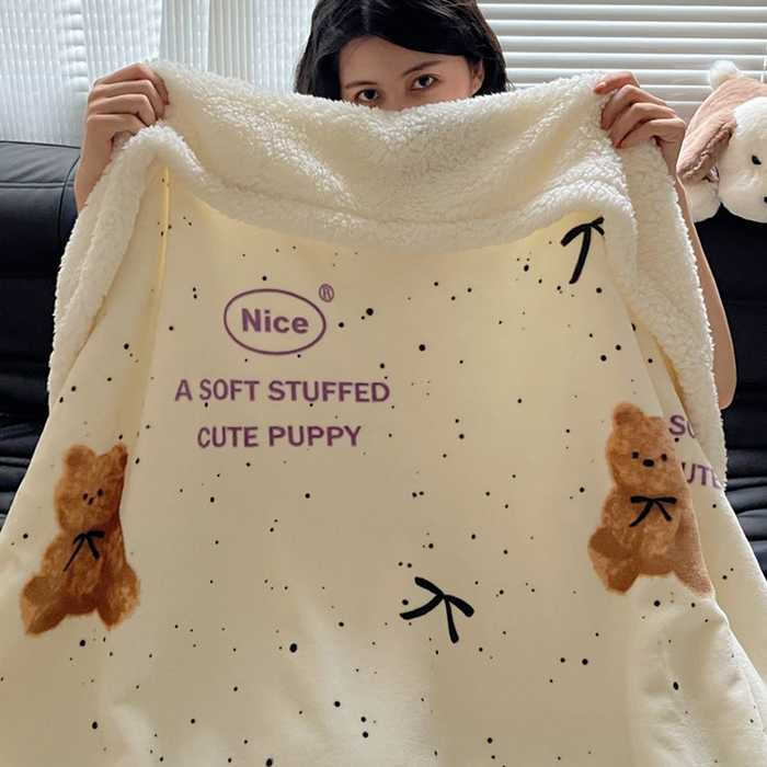 91家纺网 家纺一手货源 找家纺 萝莉家纺 2024秋冬新款多功能加厚牛奶绒羊羔绒多功能毛毯 毛绒熊