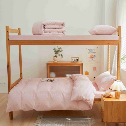 棉小二 2024新款全棉水洗棉学生宿舍三四件套 米条-玉