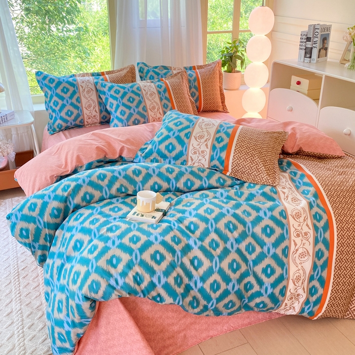 91家纺网 家纺一手货源 找家纺 2025新款植物羊绒大板磨毛活性印花四件套邂逅阳光