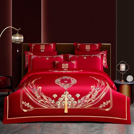 91家纺网 家纺一手货源 找家纺 （总）千禧家纺 2024新款双面长绒棉绣花婚庆多件套