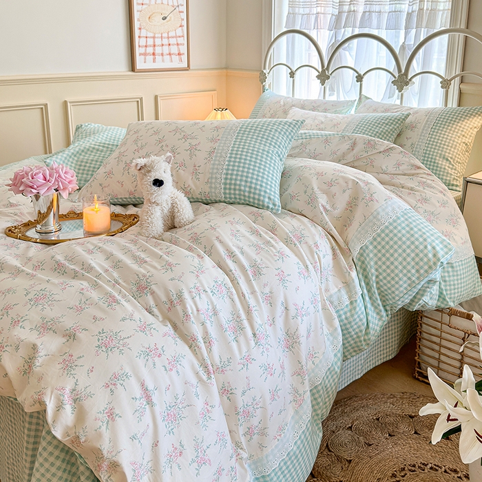 91家纺网 家纺一手货源 找家纺 安莱生活 2024新款全棉韩式小碎花系列四件套 初恋花束