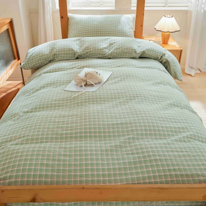 91家纺网 家纺一手货源 找家纺 棉小二 2024新款全棉水洗棉学生宿舍三四件套 维多利-绿