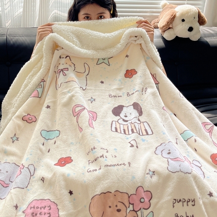 萝莉家纺 2024秋冬新款多功能加厚牛奶绒羊羔绒多功能毛毯 梦幻乐园