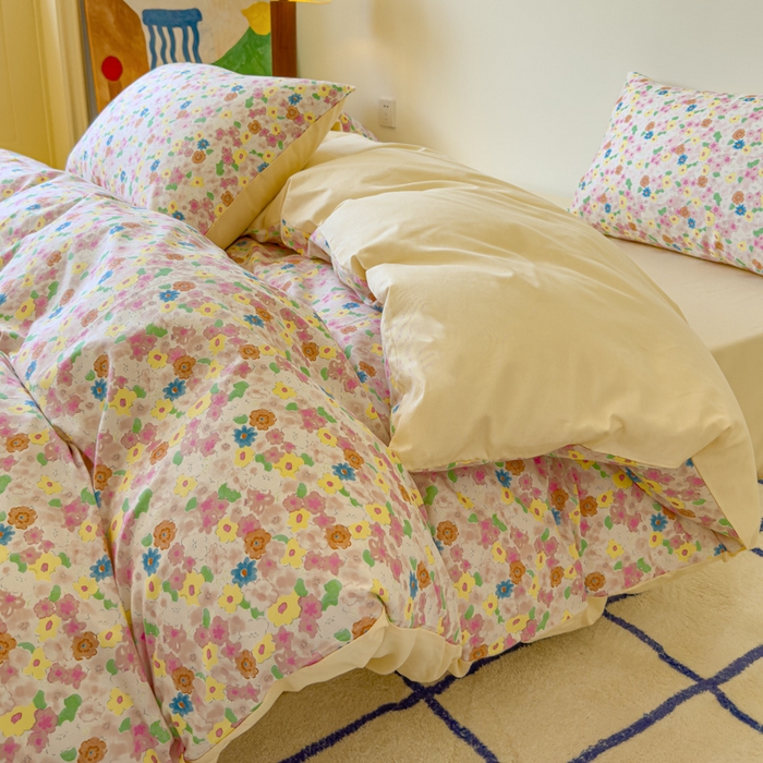 91家纺网 家纺一手货源 找家纺 感遇家纺 2024新款全棉印花四件套 悠悠花海