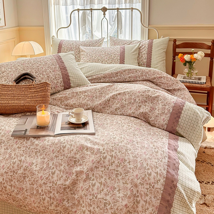 91家纺网 家纺一手货源 找家纺 安莱生活 2024新款全棉韩式小碎花系列四件套 遐想