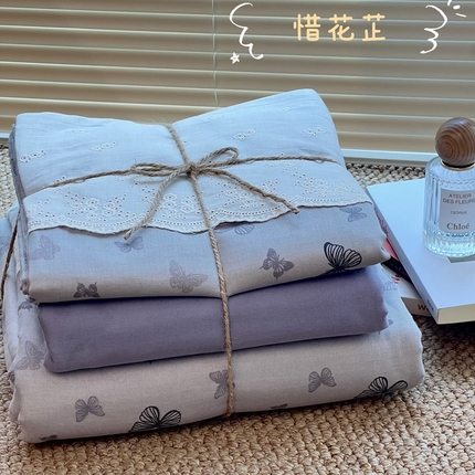 2024新款全棉印花双层纱四件套--蕾丝花边款 惜花芷