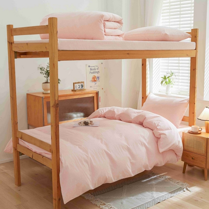 91家纺网 家纺一手货源 找家纺 棉小二 2024新款全棉水洗棉学生宿舍三四件套 米条-粉