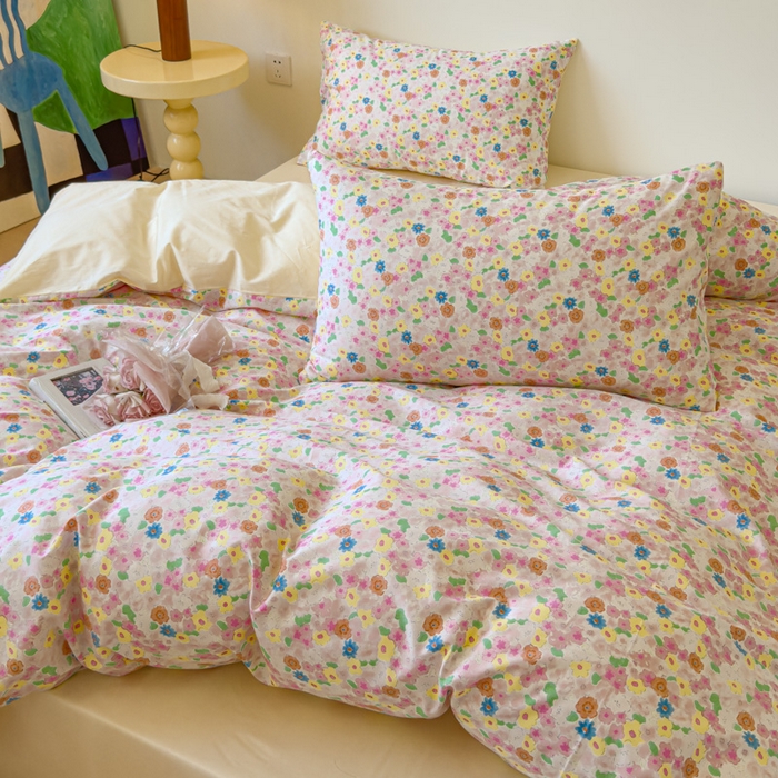 91家纺网 家纺一手货源 找家纺 感遇家纺 2024新款全棉印花四件套 悠悠花海