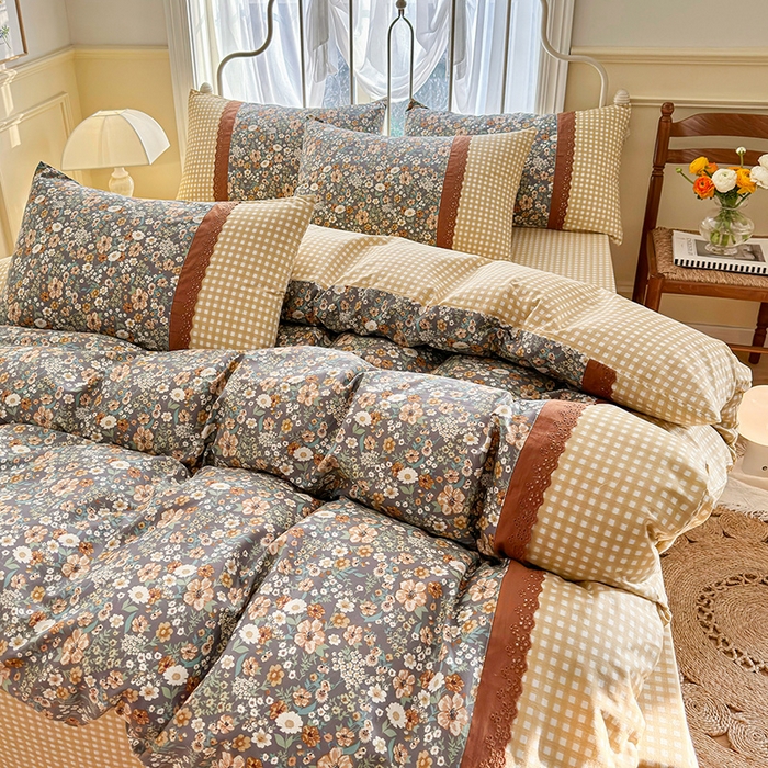 91家纺网 家纺一手货源 找家纺 安莱生活 2024新款全棉韩式小碎花系列四件套 花枝语