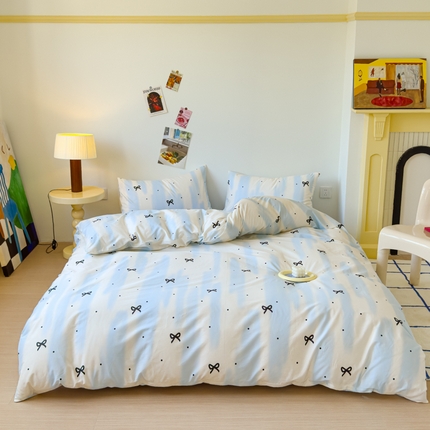 感遇家纺 2024新款全棉印花四件套 小蓝格
