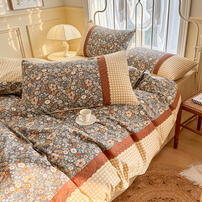 91家纺网 家纺一手货源 找家纺 安莱生活 2024新款全棉韩式小碎花系列四件套 花枝语