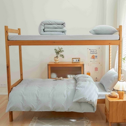 91家纺网 家纺一手货源 找家纺 （总）棉小二 2024新款简约风纯棉全棉色织水洗棉学生三件套宿舍三件套四件套