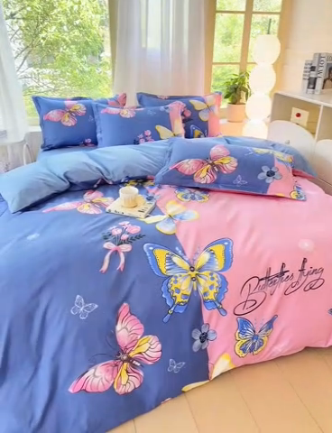 91家纺网 家纺一手货源 找家纺 2025新款植物羊绒大板磨毛活性印花四件套暮雨江南