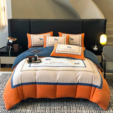 91家纺网 家纺一手货源 找家纺 （总）奥汀洛 2025新款数码全工艺加厚双面绒牛奶绒四件套