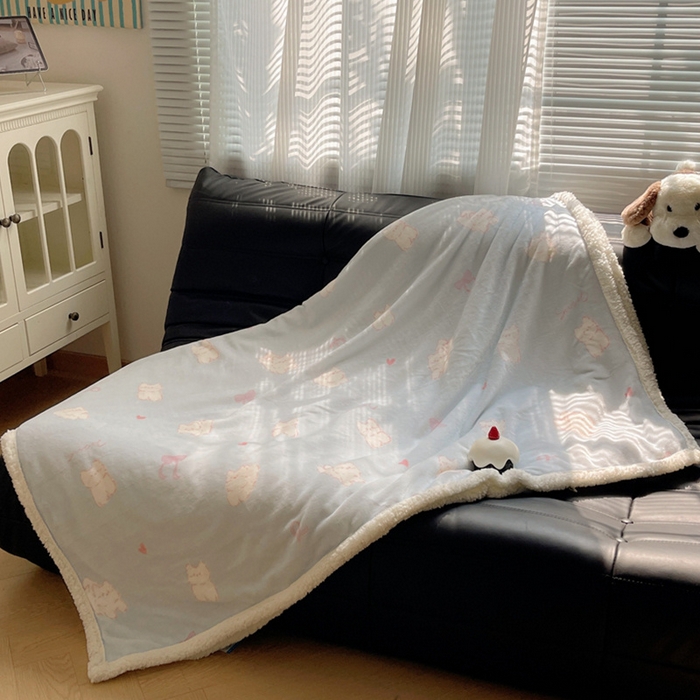 91家纺网 家纺一手货源 找家纺 萝莉家纺 2024秋冬新款多功能加厚牛奶绒羊羔绒多功能毛毯 快乐猫