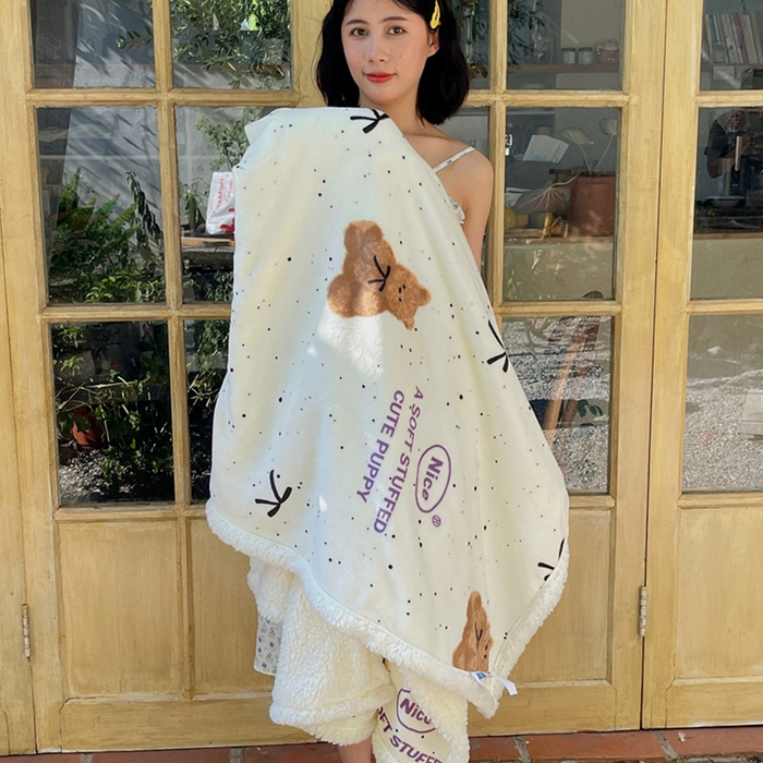 91家纺网 家纺一手货源 找家纺 萝莉家纺 2024秋冬新款多功能加厚牛奶绒羊羔绒多功能毛毯 毛绒熊