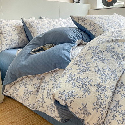 91家纺网 家纺一手货源 找家纺 （总）仟网汇 2024秋冬新款提花彩竺棉小竺棉四件套