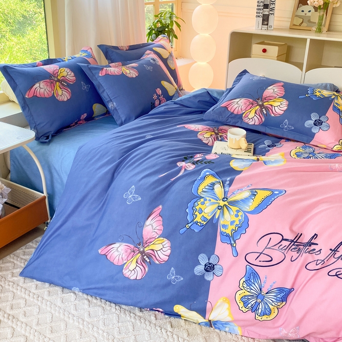 91家纺网 家纺一手货源 找家纺 2025新款植物羊绒大板磨毛活性印花四件套暮雨江南