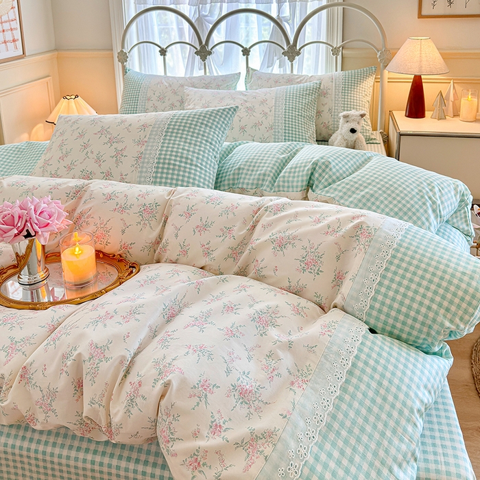 91家纺网 家纺一手货源 找家纺 安莱生活 2024新款全棉韩式小碎花系列四件套 初恋花束