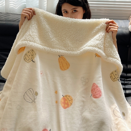 萝莉家纺 2024秋冬新款多功能加厚牛奶绒羊羔绒多功能毛毯 炫彩南瓜
