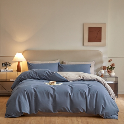 91家纺网 家纺一手货源 找家纺 拼社家纺  全棉加厚磨毛四件套纯棉刺绣活性床上用品（提供买家秀） 千草蓝