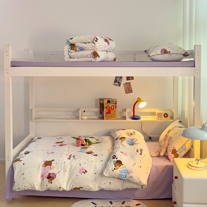 91家纺网 家纺一手货源 找家纺 贝扬思家纺 2024新款贝壳绣水洗双层纱系列-8月新品（学生三件套） 靠谱小狗