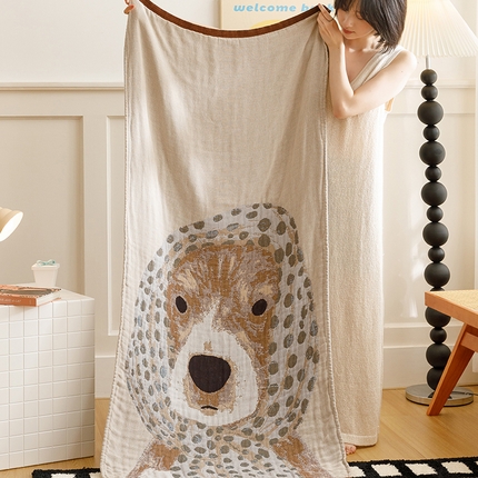 91家纺网 家纺一手货源 找家纺 （总）麻依 2024新款四层全棉纱布浴巾沙发巾休闲旅行毯子80*160cm