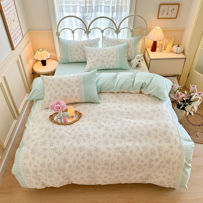 91家纺网 家纺一手货源 找家纺 安莱生活 2024新款全棉韩式小碎花系列四件套 初恋花束