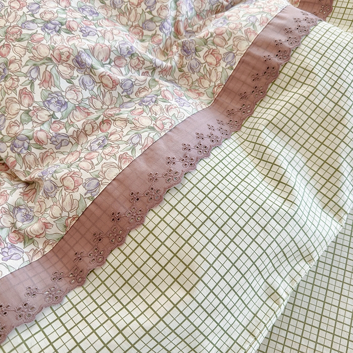 91家纺网 家纺一手货源 找家纺 安莱生活 2024新款全棉韩式小碎花系列四件套 玲珑花海