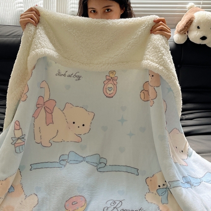 萝莉家纺 2024秋冬新款多功能加厚牛奶绒羊羔绒多功能毛毯 生日礼物