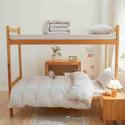 91家纺网 家纺一手货源 找家纺 （总）棉小二 2024新款简约风纯棉全棉色织水洗棉学生三件套宿舍三件套四件套