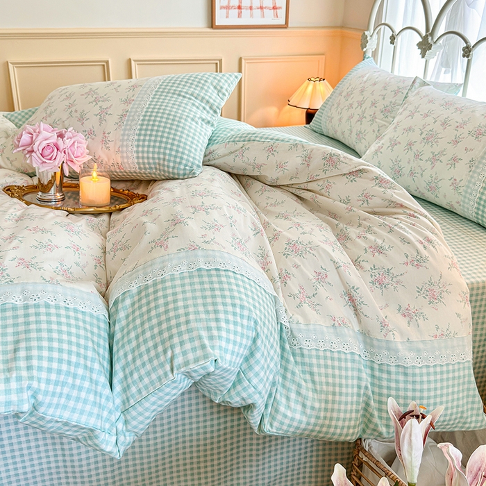 91家纺网 家纺一手货源 找家纺 安莱生活 2024新款全棉韩式小碎花系列四件套 初恋花束