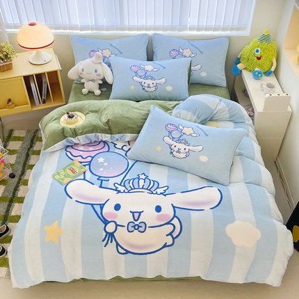 米帛家纺 2024新款正版授权大版三丽鸥牛奶绒四件套 气球玉桂狗
