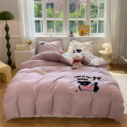 91家纺网 家纺一手货源 找家纺 （总）奈颜 2024新款爆款超柔水洗皱皱棉四件套系列