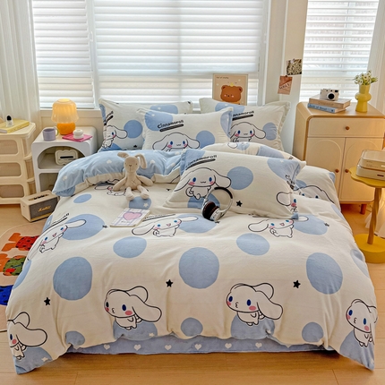 KT猫直营店 2024新款三丽鸥库洛米牛奶绒四件套 泡泡玉桂狗