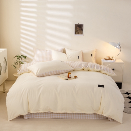 91家纺网 家纺一手货源 找家纺 （总）典曼家纺 2024秋冬新品磨毛贴标款四件套简约无印风系列风格一