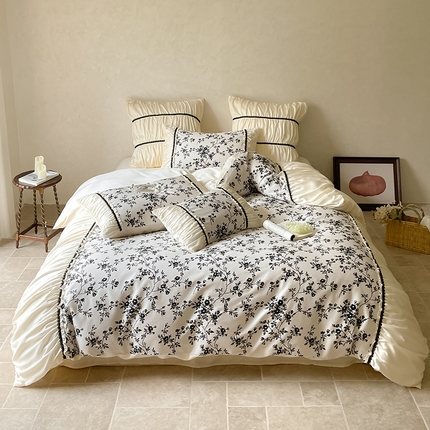 91家纺网 家纺一手货源 找家纺 FORTWO家纺原创设计（FOR TWO家纺） 2024新款复古法式全棉印花四件套系列 赛琳