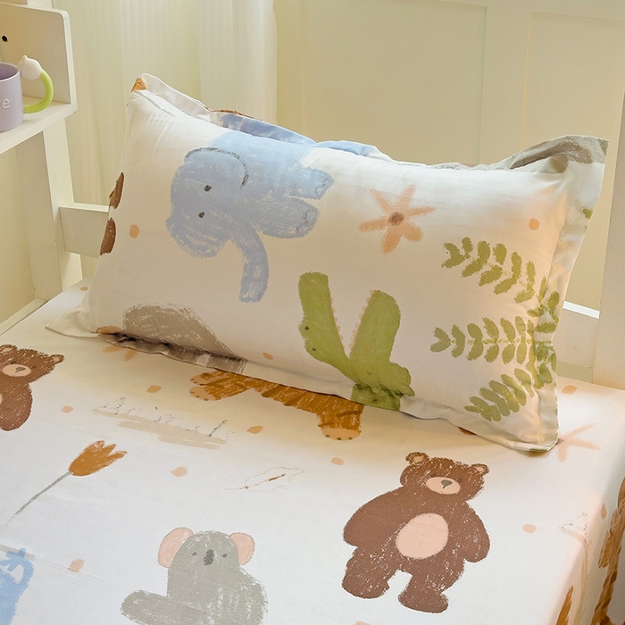 91家纺网 家纺一手货源 找家纺 楠沐家纺 2025新款亲肤芦荟棉印花学生宿舍上下铺四件套三件套 快乐玩伴