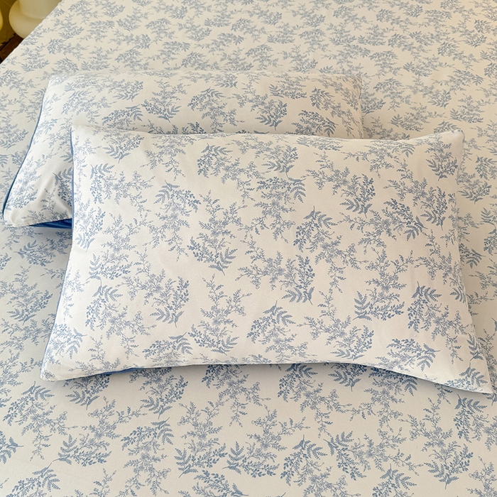 91家纺网 家纺一手货源 找家纺 妖妖家纺 2024新款超柔软糯水洗云朵棉印花单床单 风铃草