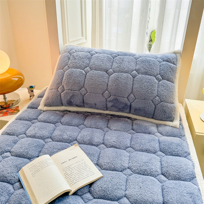 91家纺网 家纺一手货源 找家纺 雯豆家纺 2025冬季泰迪绒学生宿舍床垫床褥子上下铺大学生床垫北极绒床护垫 泰迪绒床褥-宾利蓝