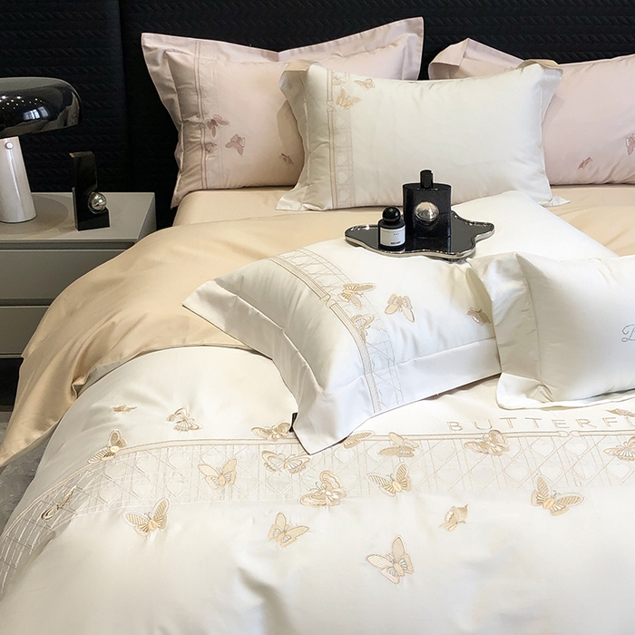 91家纺网 家纺一手货源 找家纺 黑白森林 2024新款50X50S刺绣系列四件套-春漾 春漾-驼