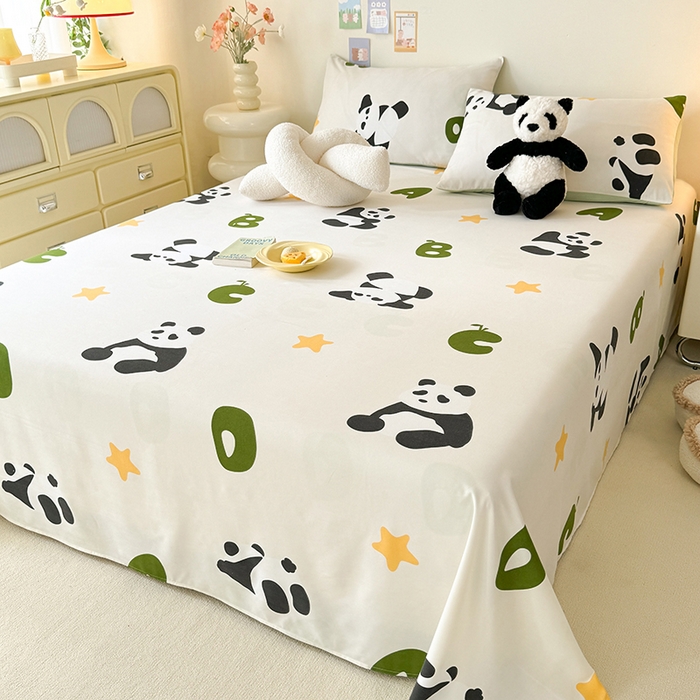 91家纺网 家纺一手货源 找家纺 妖妖家纺 2024新款超柔软糯水洗云朵棉印花单床单 国宝梦境