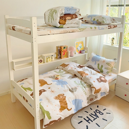 楠沐家纺 2025新款亲肤芦荟棉印花学生宿舍上下铺四件套三件套 快乐玩伴