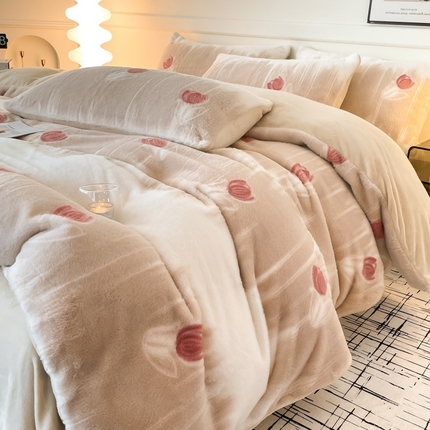 91家纺网 家纺一手货源 找家纺 （总）子曰 2024新款兔绒牛奶绒烂花四件套