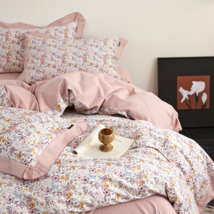 91家纺网 家纺一手货源 找家纺 （总）2025新款活性生态磨毛韩版蝴蝶边四件套