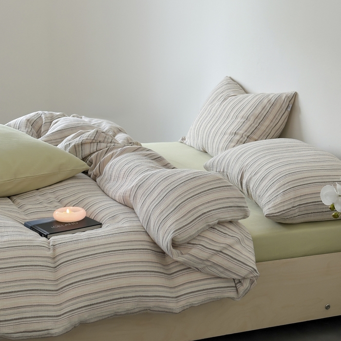 91家纺网 家纺一手货源 找家纺 （总）玛奇朵 2024新款文艺复古色织双层皱皱纱-苏里南系列四件套