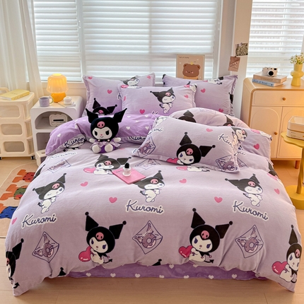 KT猫直营店 2024新款三丽鸥库洛米牛奶绒四件套 新紫色库洛米